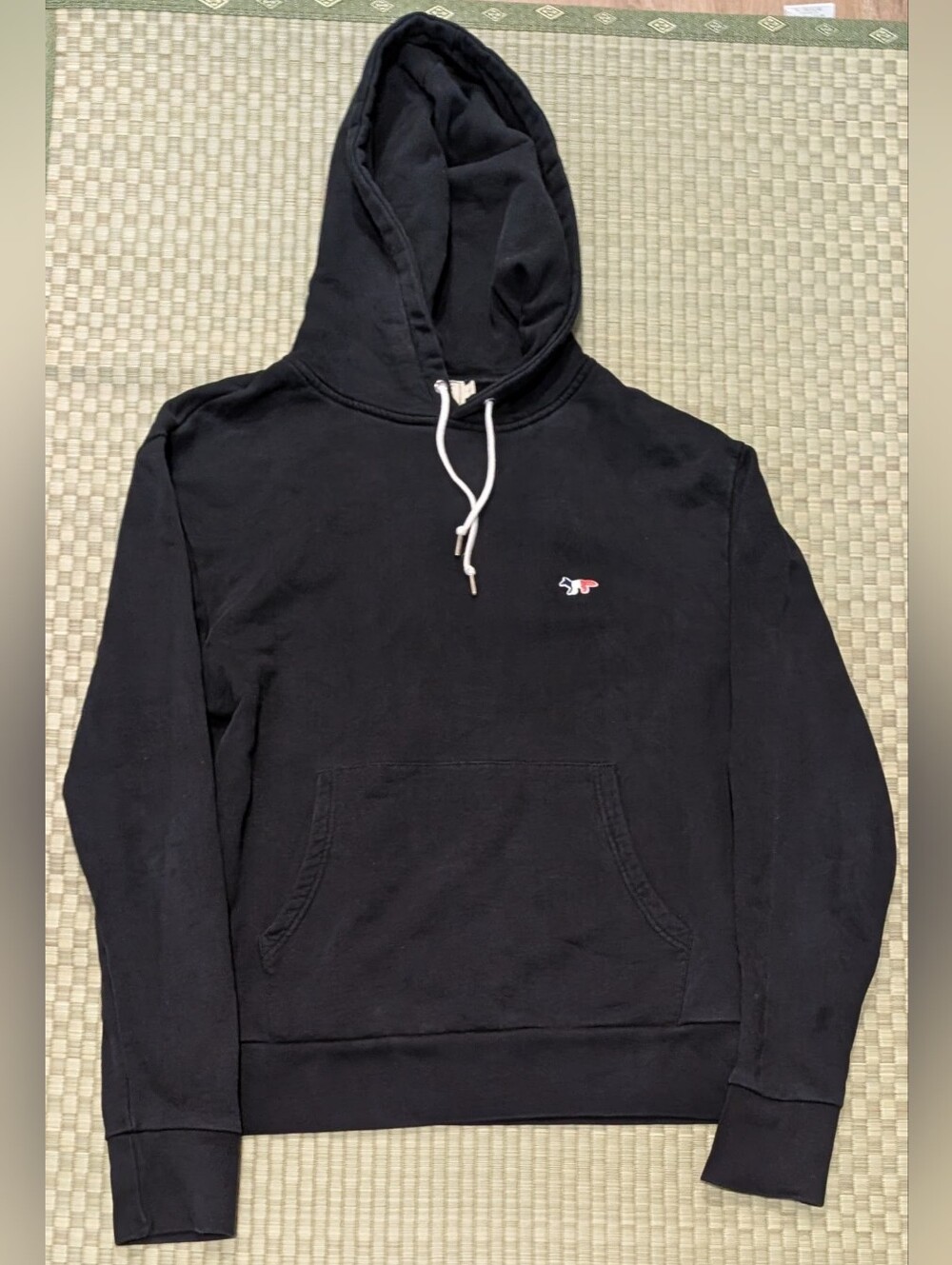 Maison Kitsune Tri Color Fox Patch Hoodie Dark Navy Men's Size Large